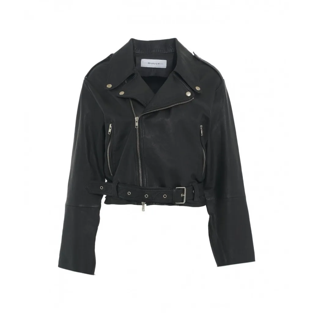 Giacca biker in pelle nero