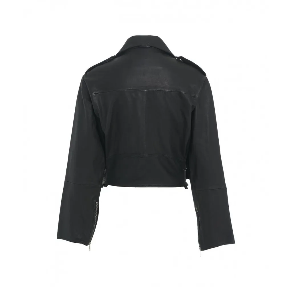 Giacca biker in pelle nero