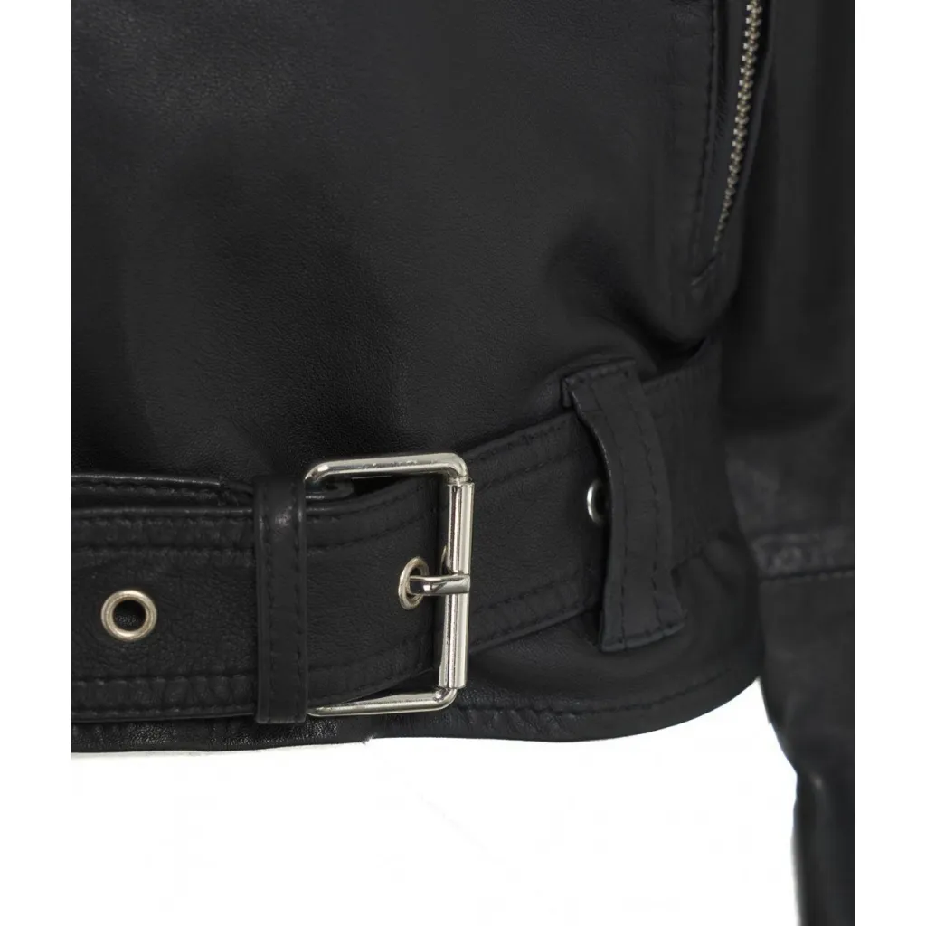 Giacca biker in pelle nero