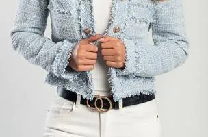 Giacca corta in tweed, colore azzurro