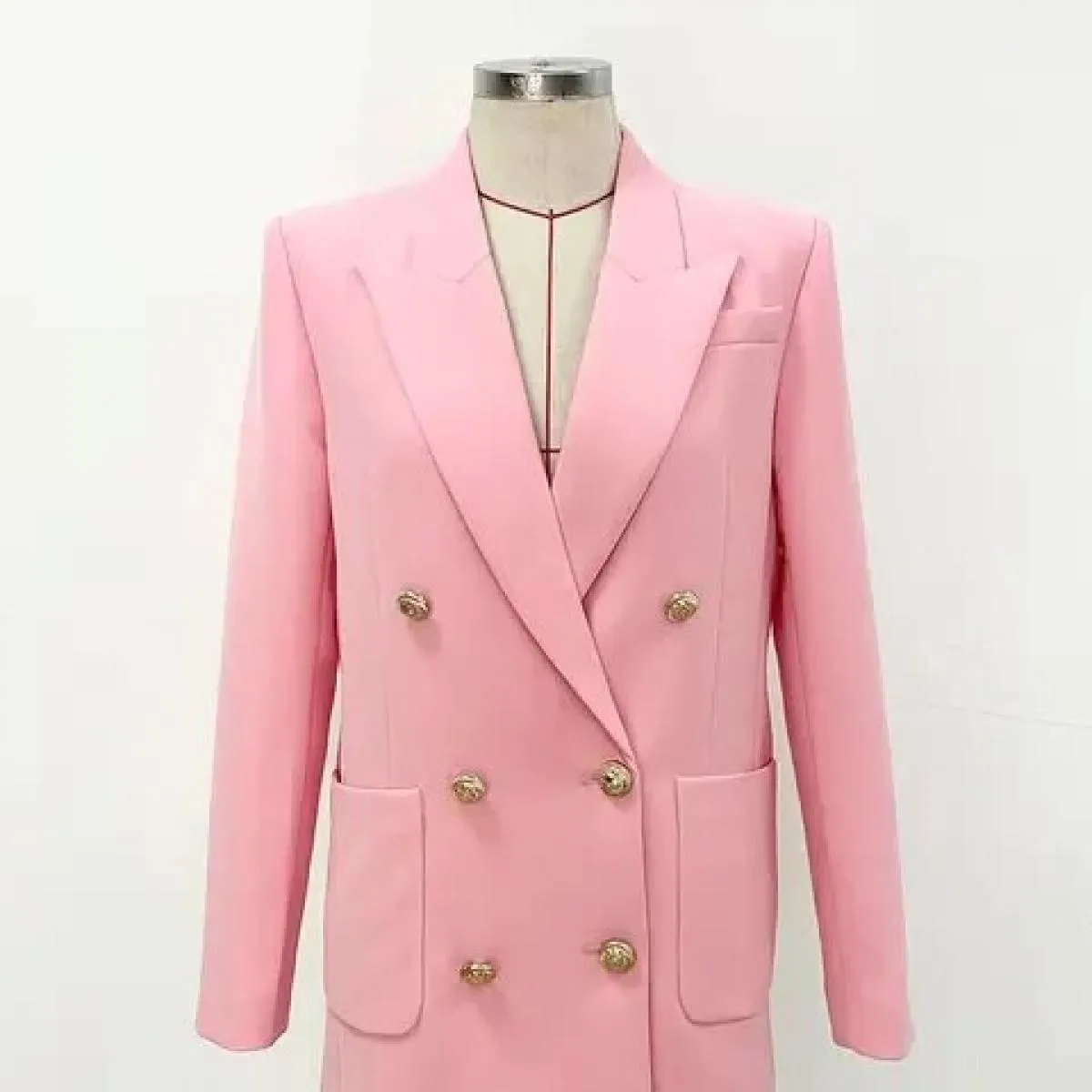 Giacca da donna firmata High Street più recente del 2023, bottoni a doppio petto con leone, blazer lunghi larghi
