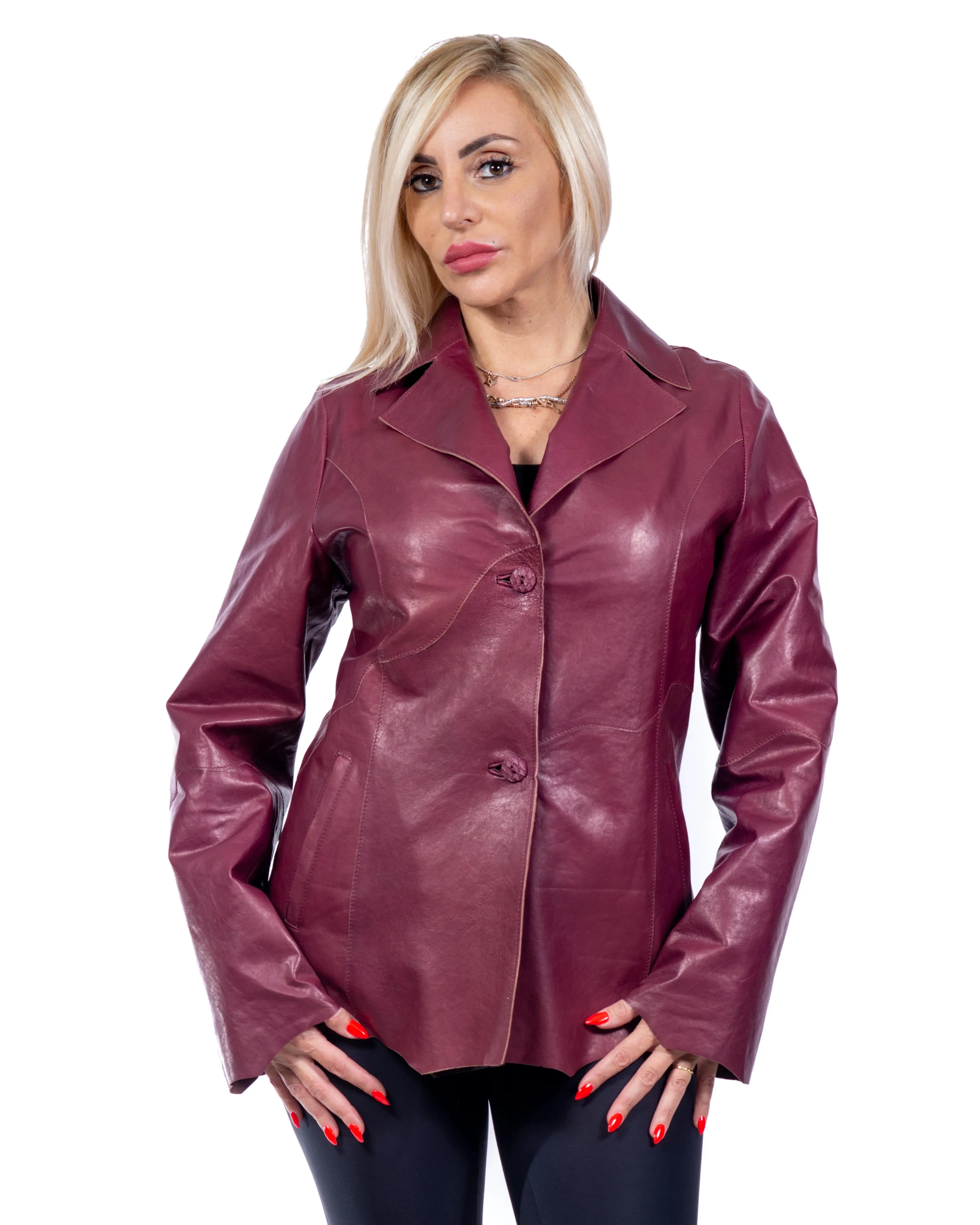 GIACCA DONNA IN PELLE BORDEAUX MOD. VENTURA