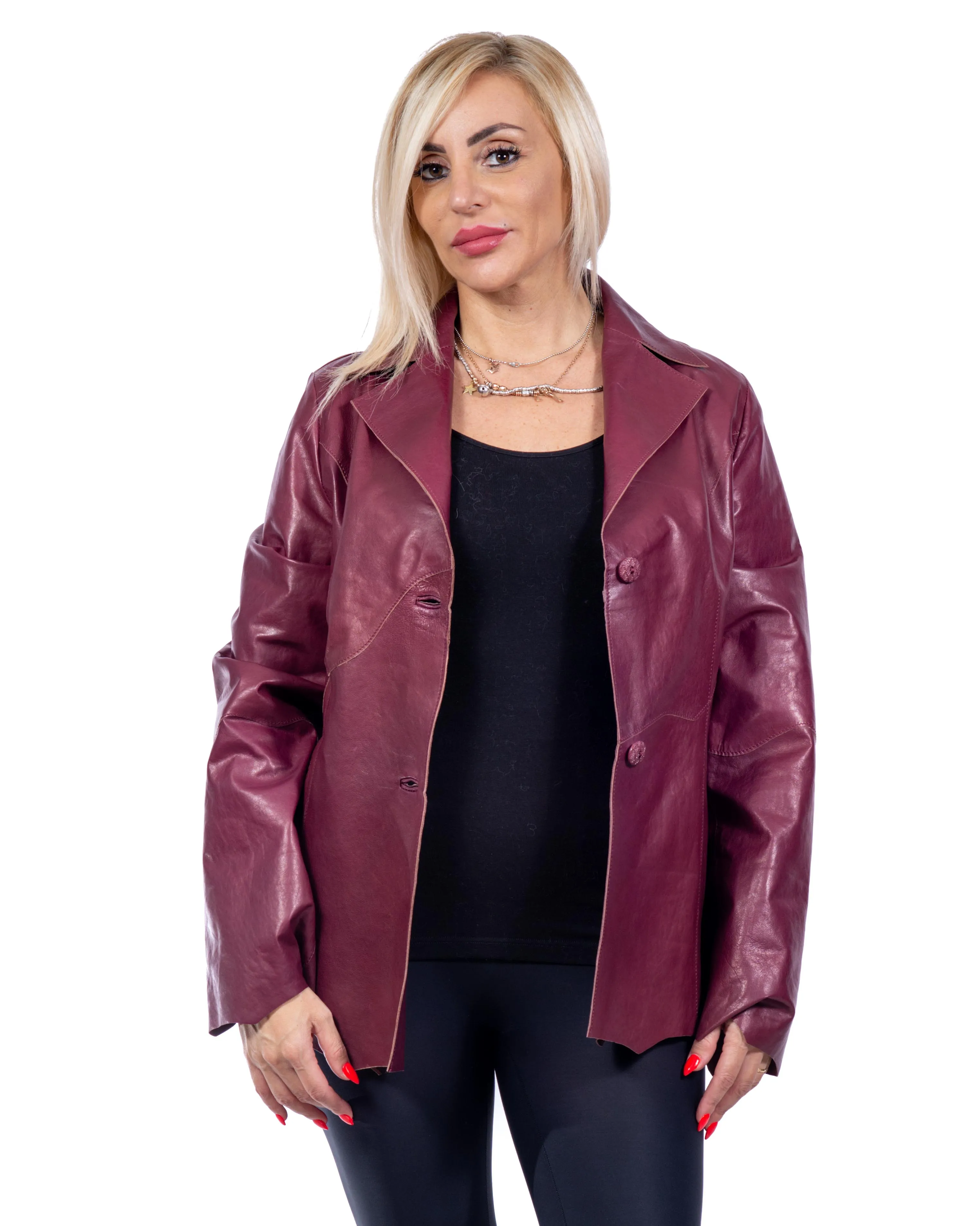 GIACCA DONNA IN PELLE BORDEAUX MOD. VENTURA
