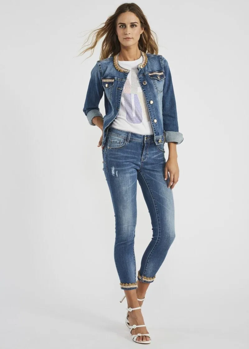 Giacca in denim con applicazioni