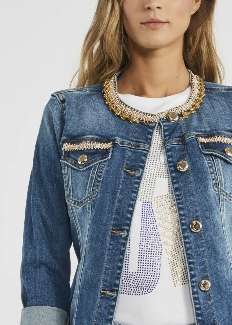 Giacca in denim con applicazioni