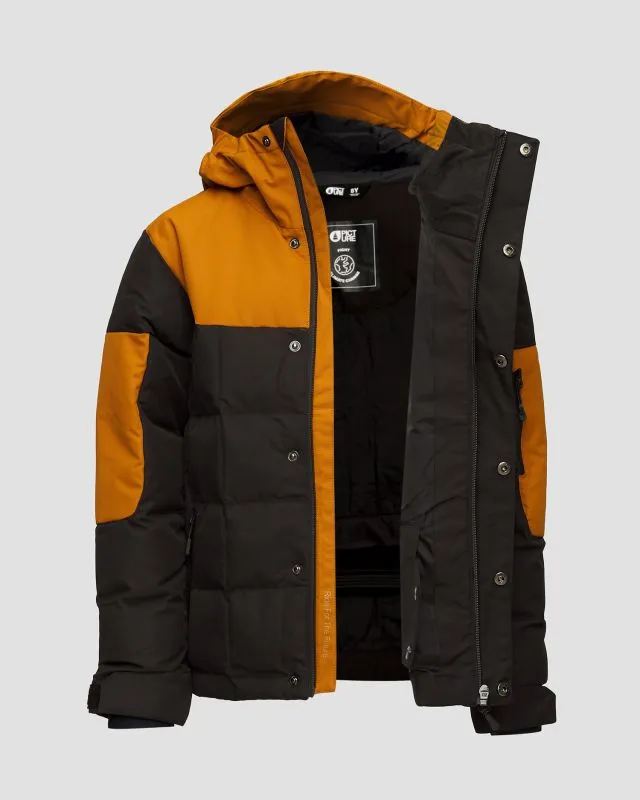 Giacca nero-marrone da sci da bambino Picture Organic Clothing Olyver 20/20