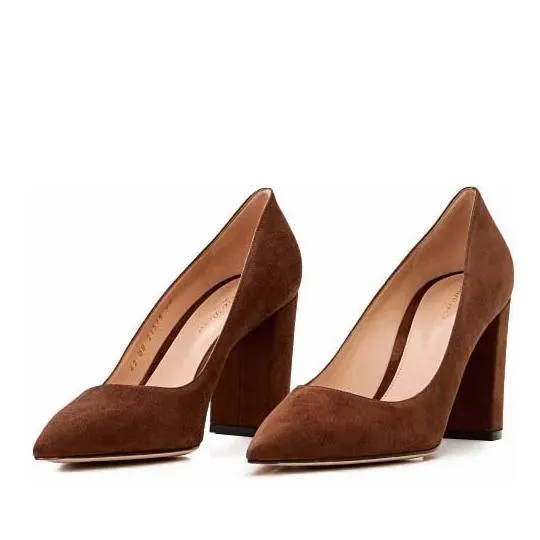 Gianvito Rossi 85Mm Suede Piper Pump Brown 