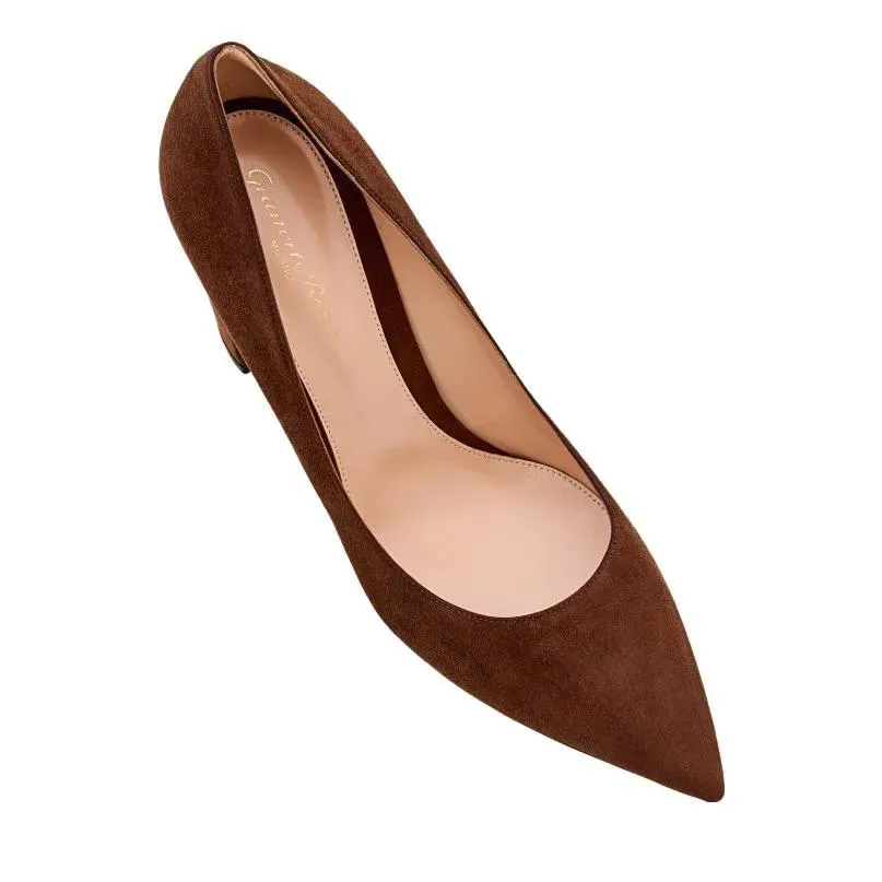 Gianvito Rossi 85Mm Suede Piper Pump Brown 