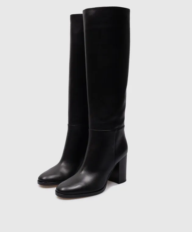 Gianvito Rossi Stivali Santiago in pelle nera G8047985CUO