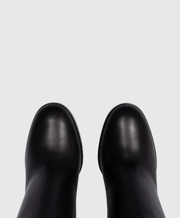 Gianvito Rossi Stivali Santiago in pelle nera G8047985CUO