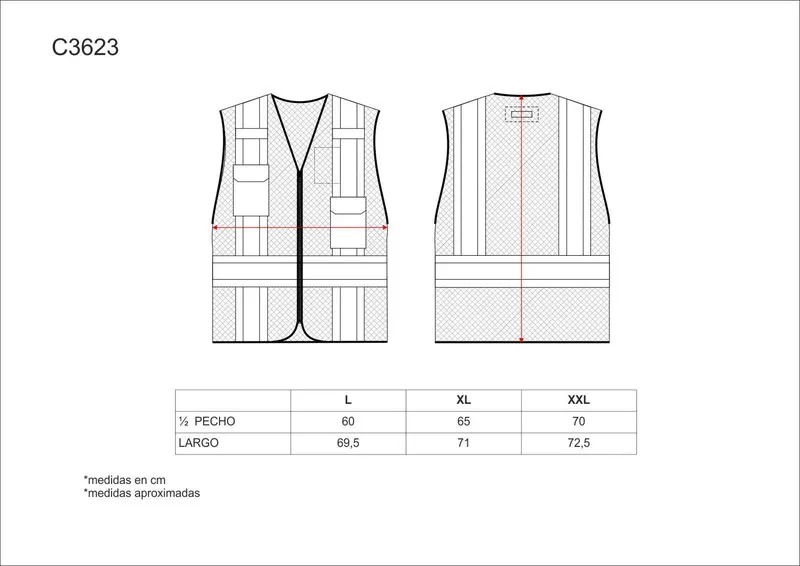 Gilet ad alta visibilità, multi-tasca, nastri riflettenti bicolore verticale e orizzontale Arancione AV Giallo AV