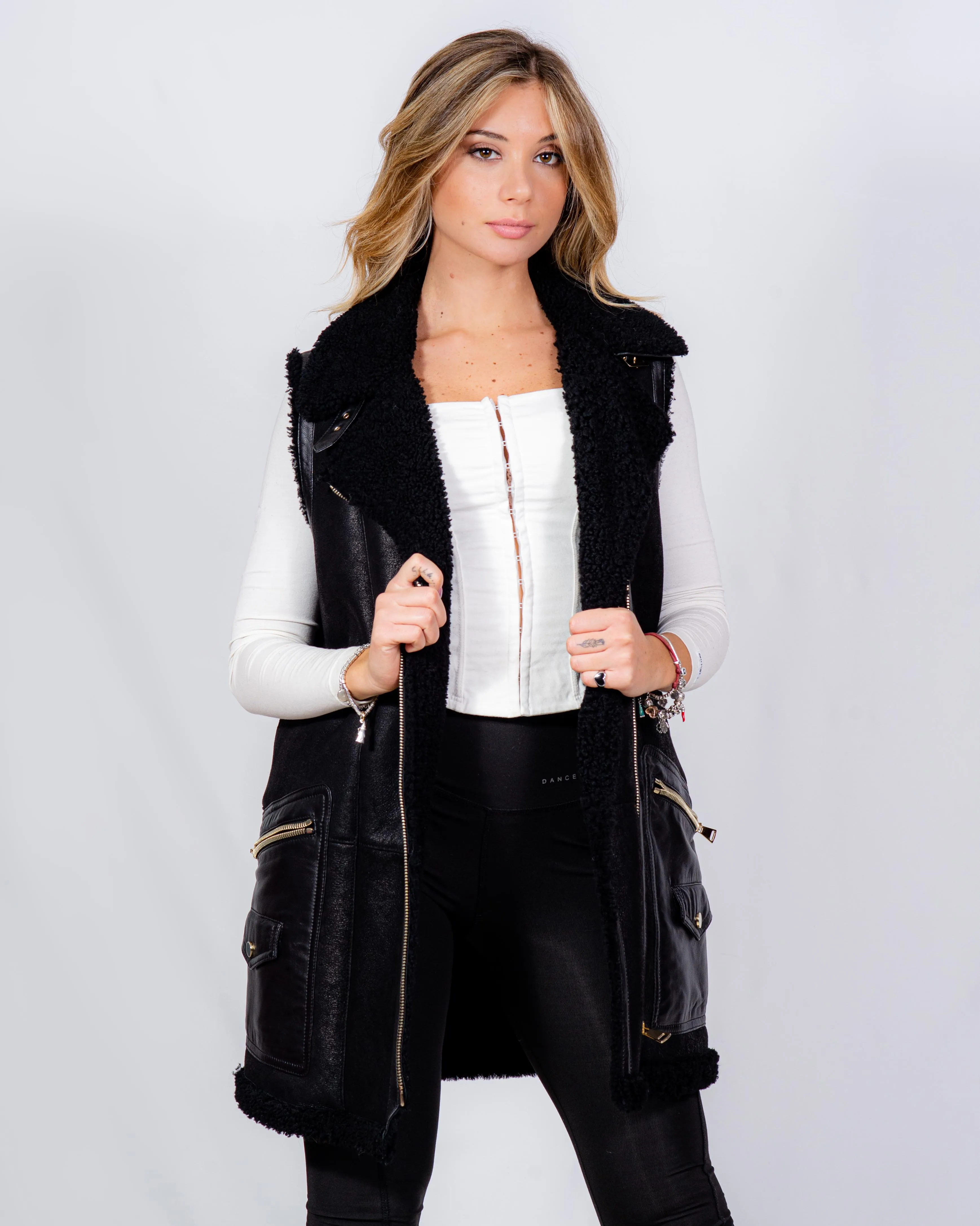 GILET MONTONE DONNA NERO