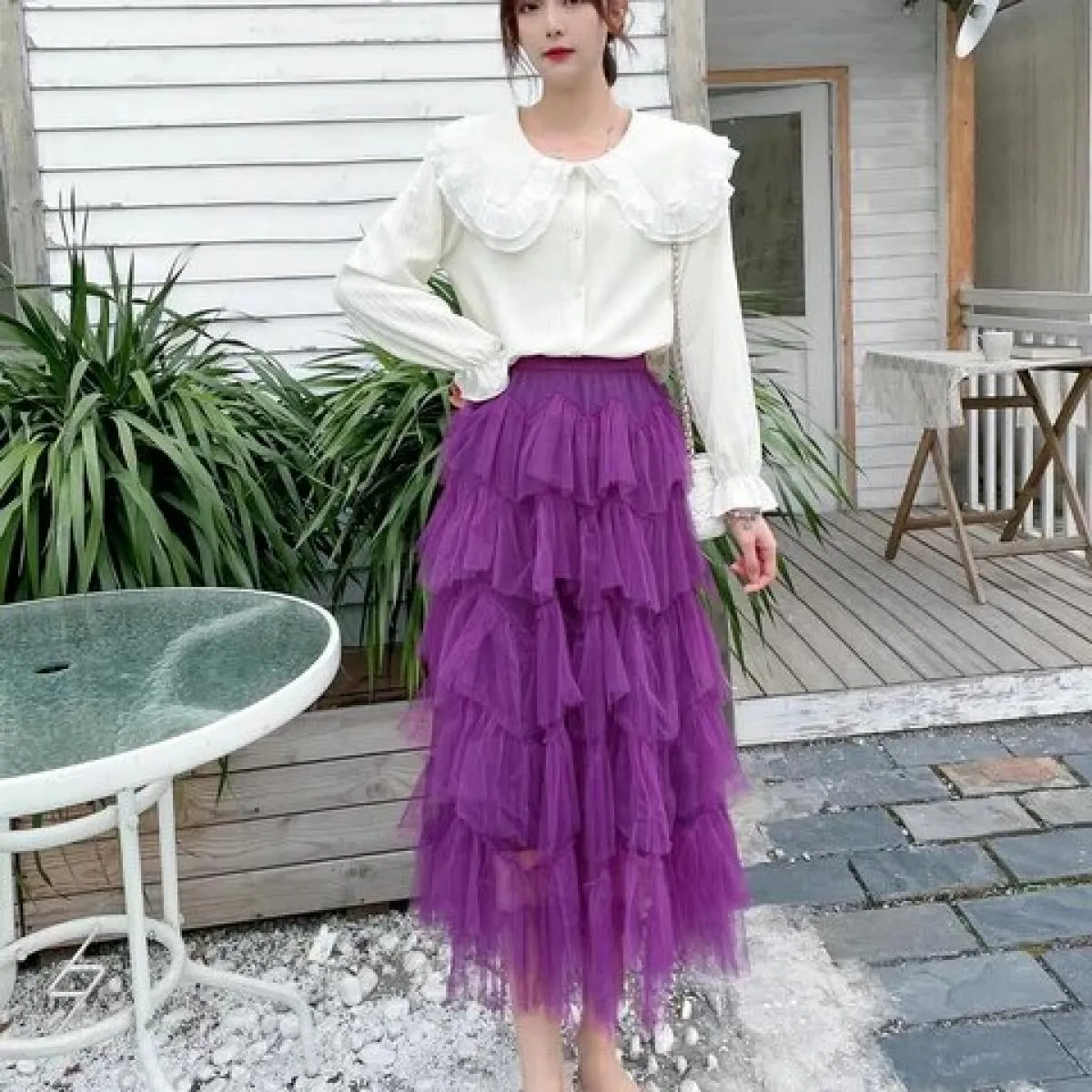 Gonna in tulle tinta unita Primavera Estate Donna Moda Gonna lunga lunga Gonna da ballo vintage femminile Gonne Gonna da donna