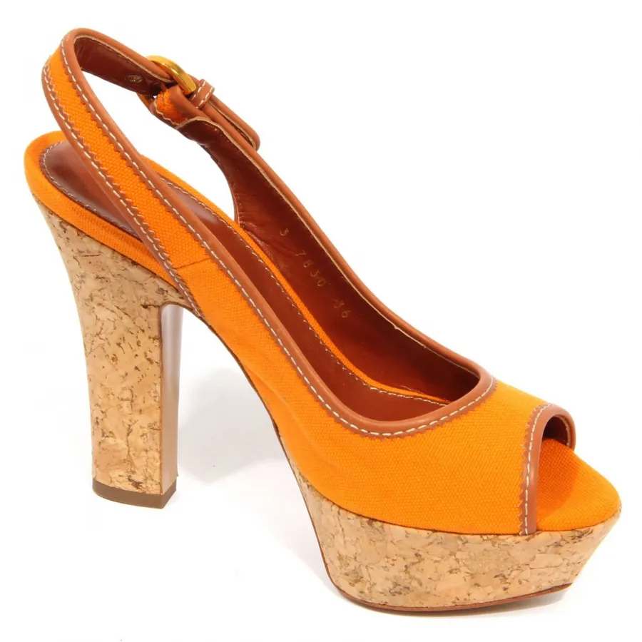 H3216 sandalo donna SERGIO ROSSI woman textile/leather sandals orange