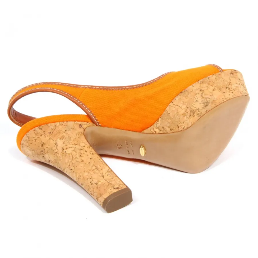 H3216 sandalo donna SERGIO ROSSI woman textile/leather sandals orange