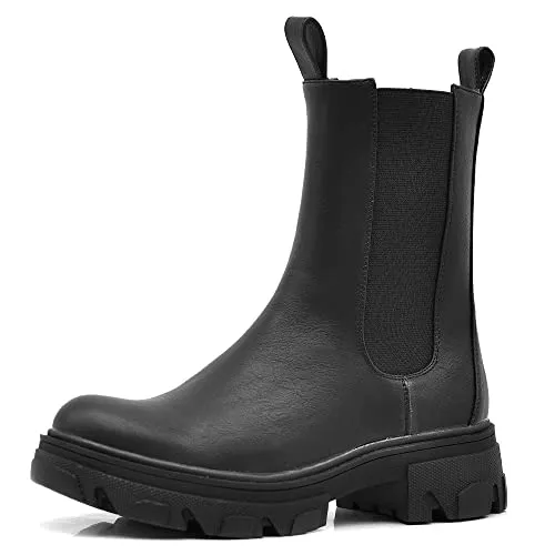 IF FASHION Stivali Stivaletti Anfibi Scarpe Chelsea da Donna Platform Elastico Con Suola Rossa Verde MP308