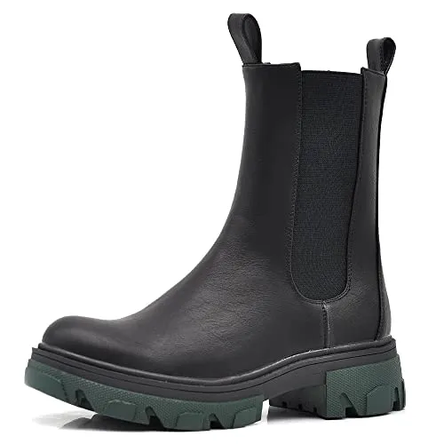 IF FASHION Stivali Stivaletti Anfibi Scarpe Chelsea da Donna Platform Elastico Con Suola Rossa Verde MP308