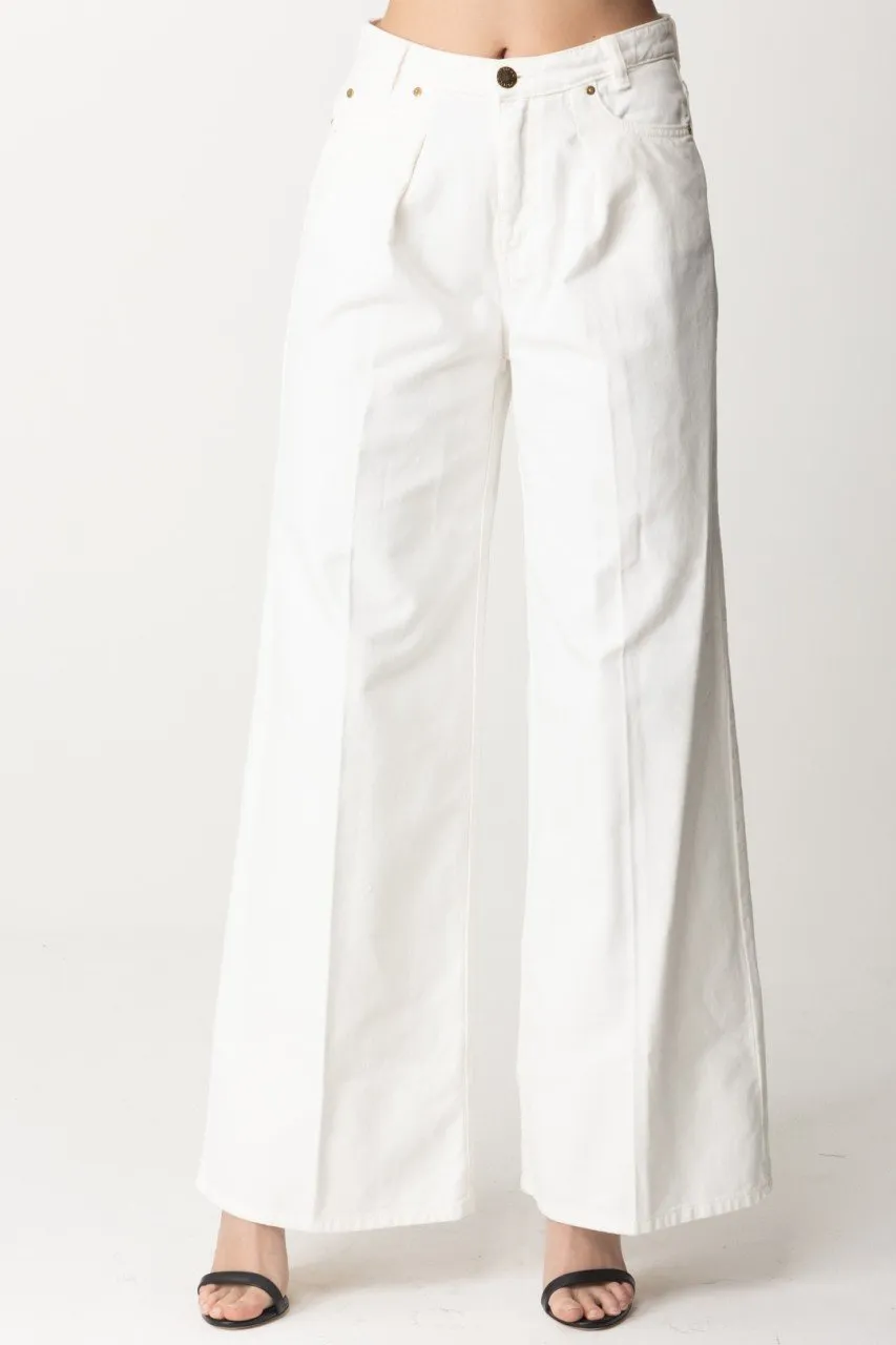 Jeans cinque tasche wide leg BIANCO SETA
