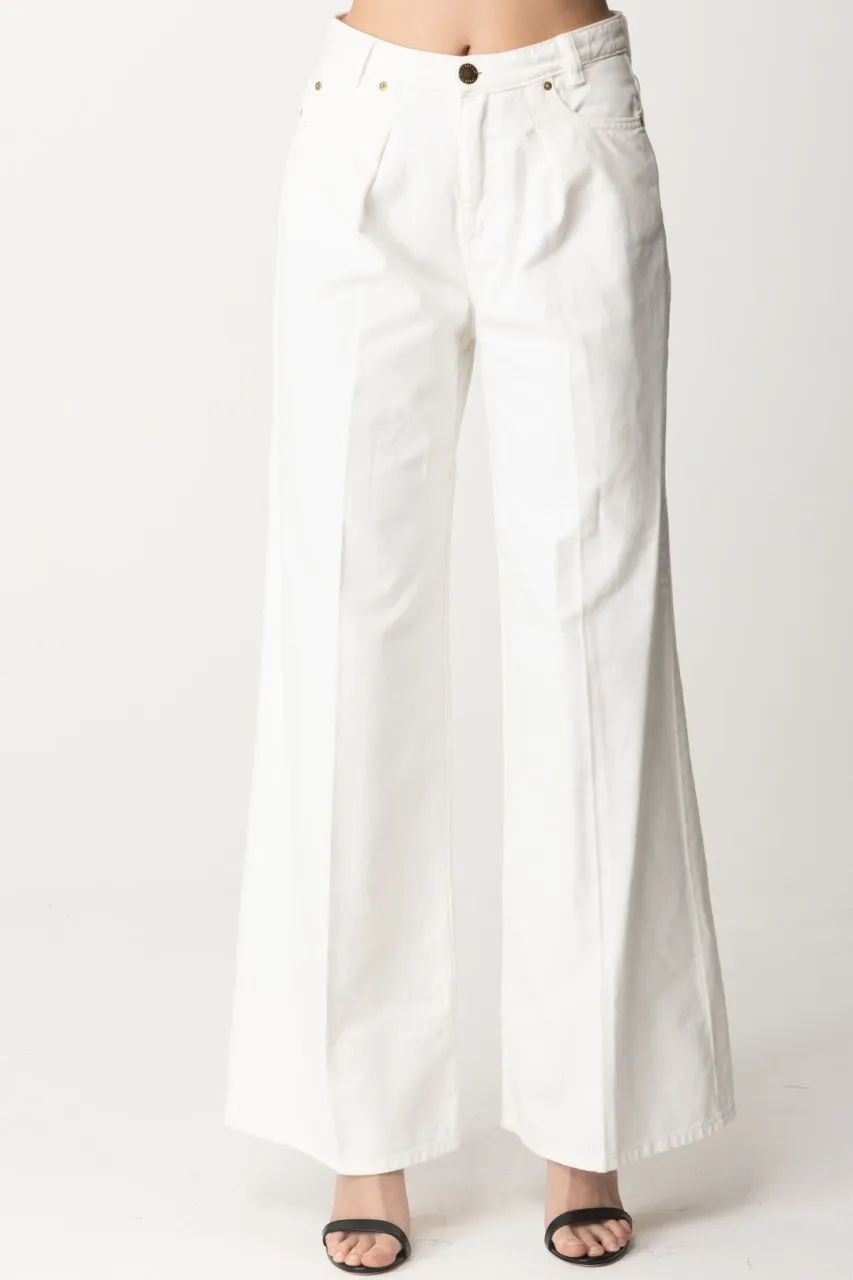 Jeans cinque tasche wide leg BIANCO SETA