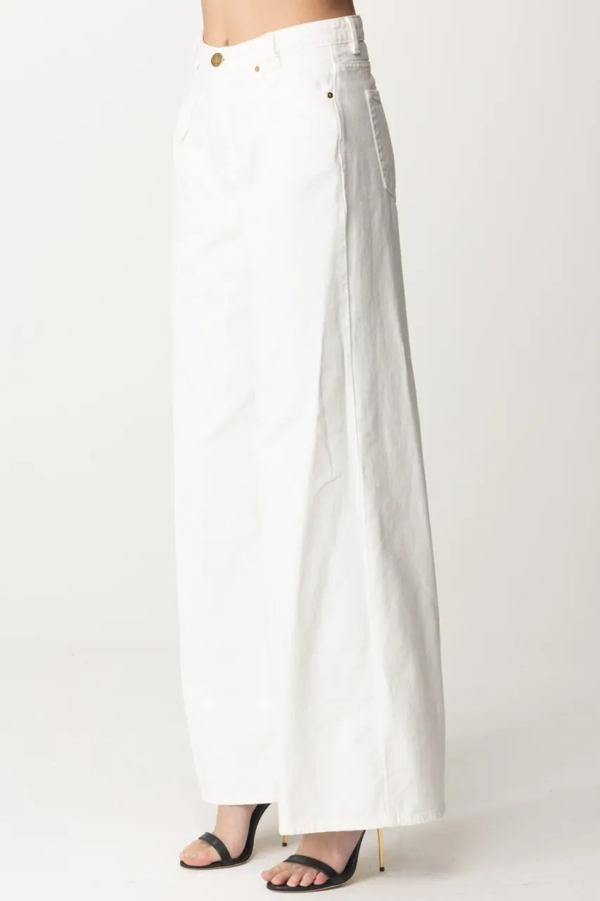 Jeans cinque tasche wide leg BIANCO SETA