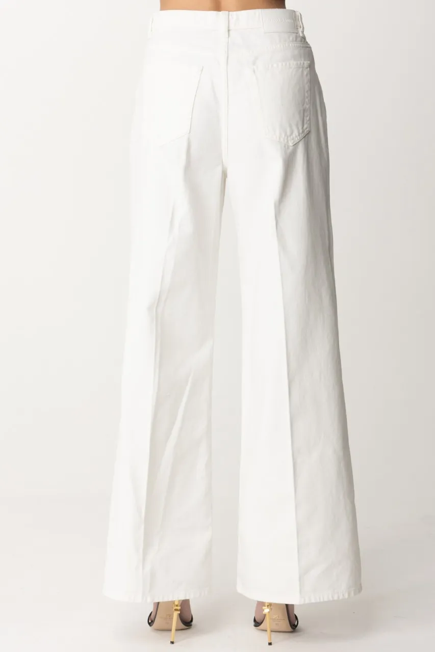 Jeans cinque tasche wide leg BIANCO SETA