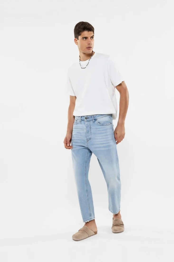 Jeans slim-fit in puro cotone effetto délavé
