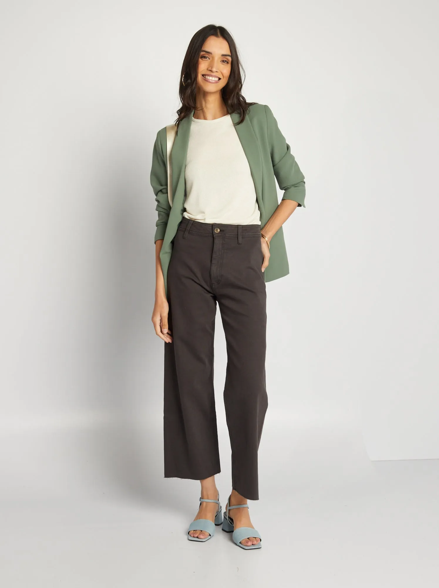 Jeans wide leg a vita alta - nero