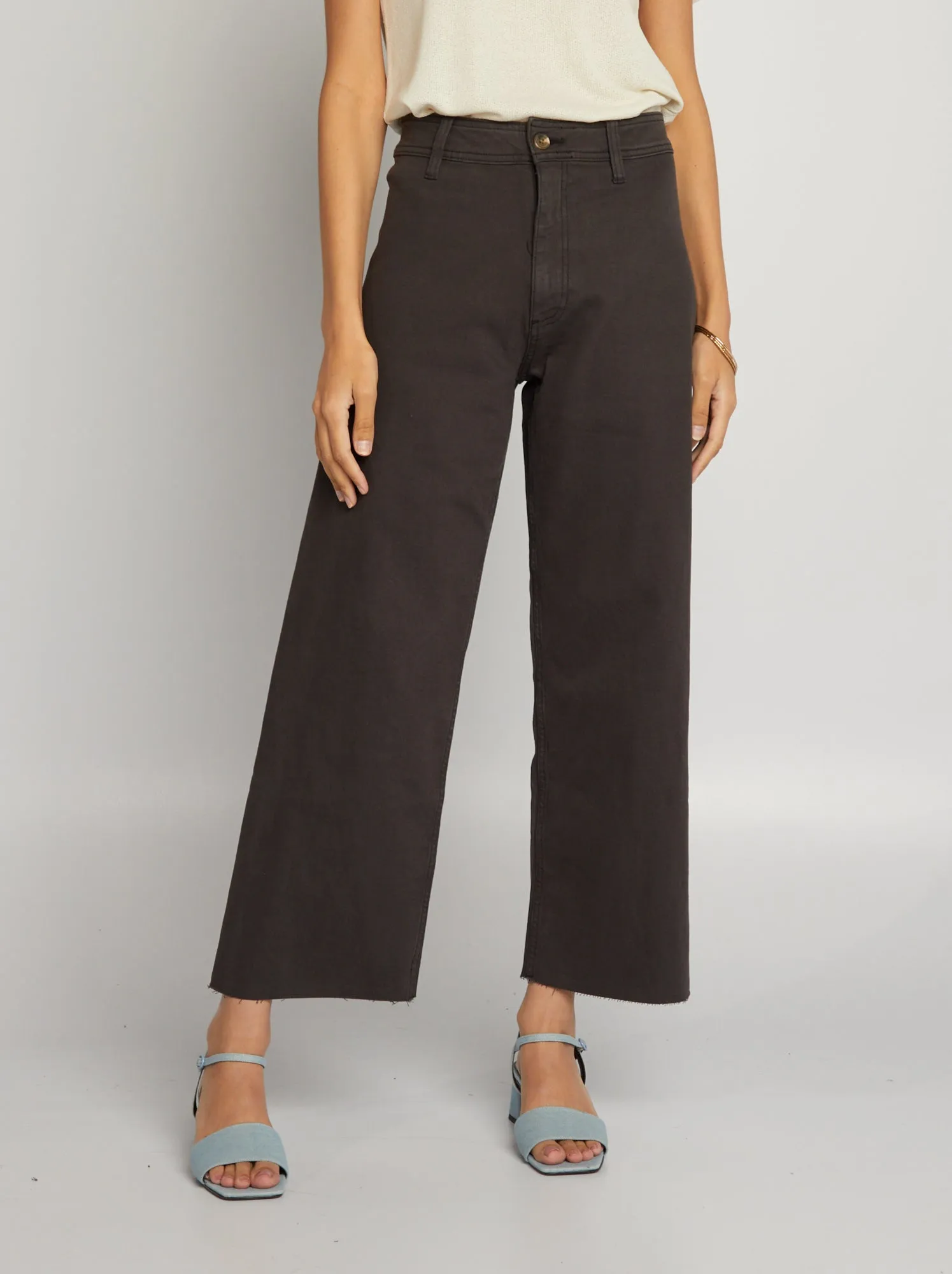 Jeans wide leg a vita alta - nero