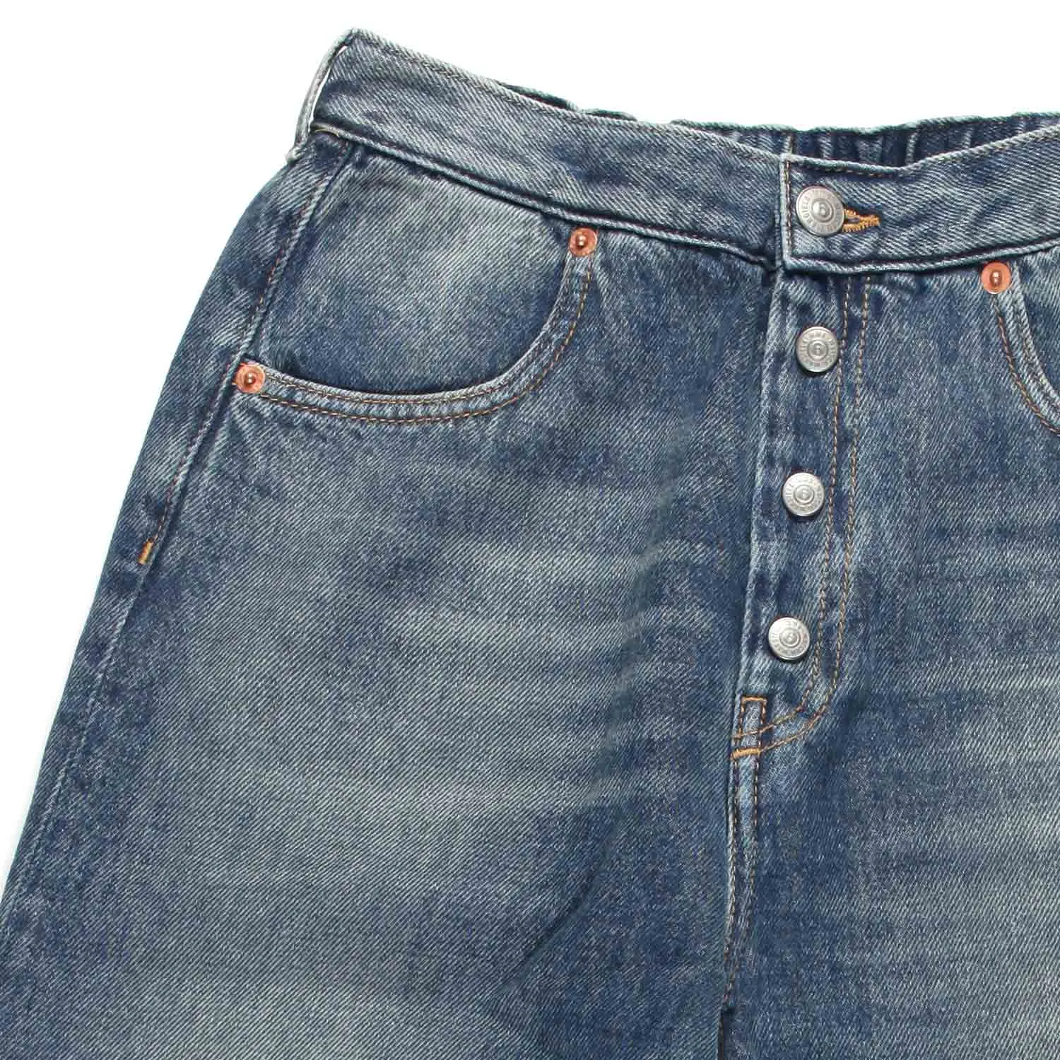 Jeans Wide Leg Stone Wash Blu Medio