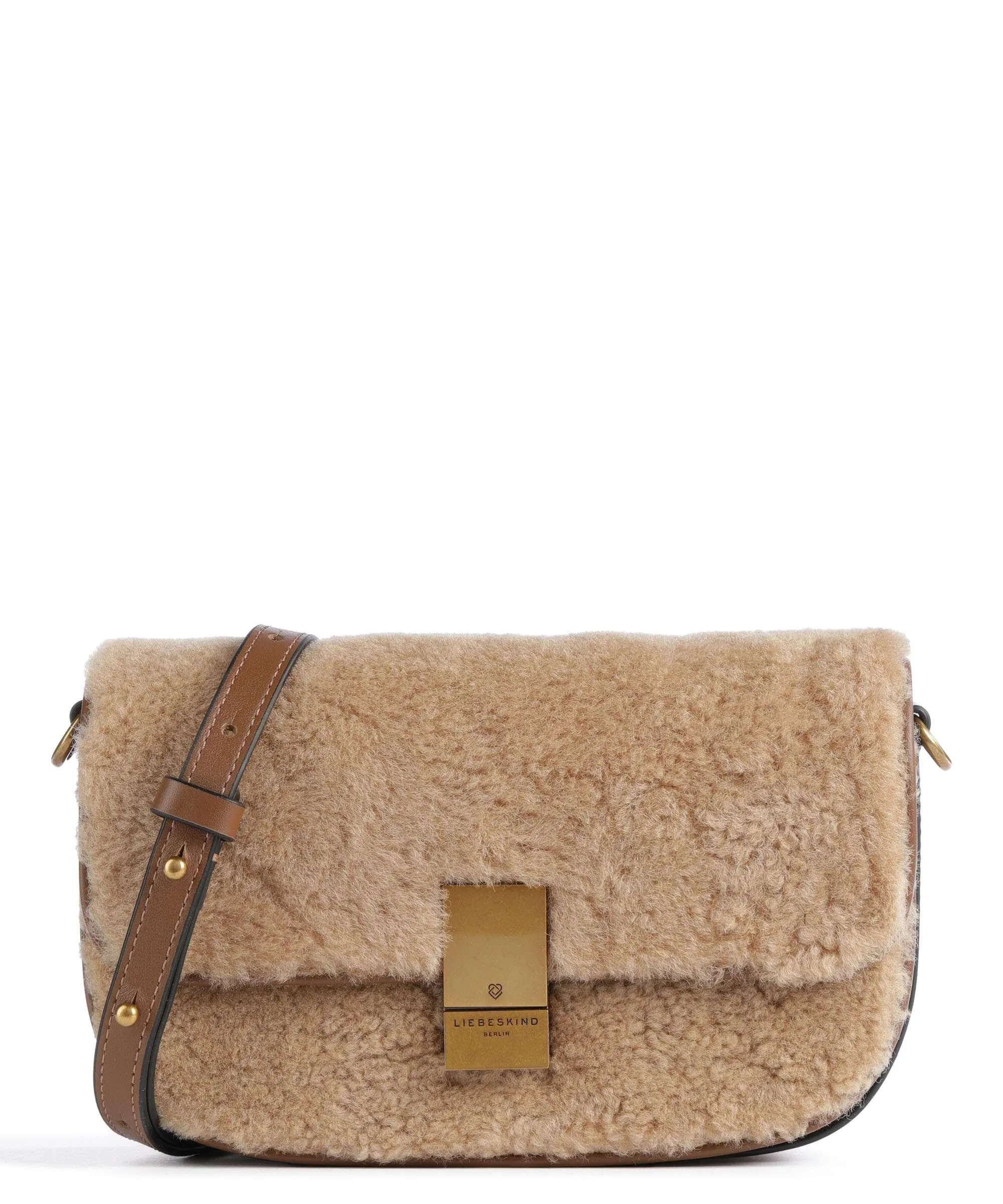 Liebeskind Viktoria Shearling S Borsa a tracolla pelle a grana fine, eco-pelliccia marrone  
