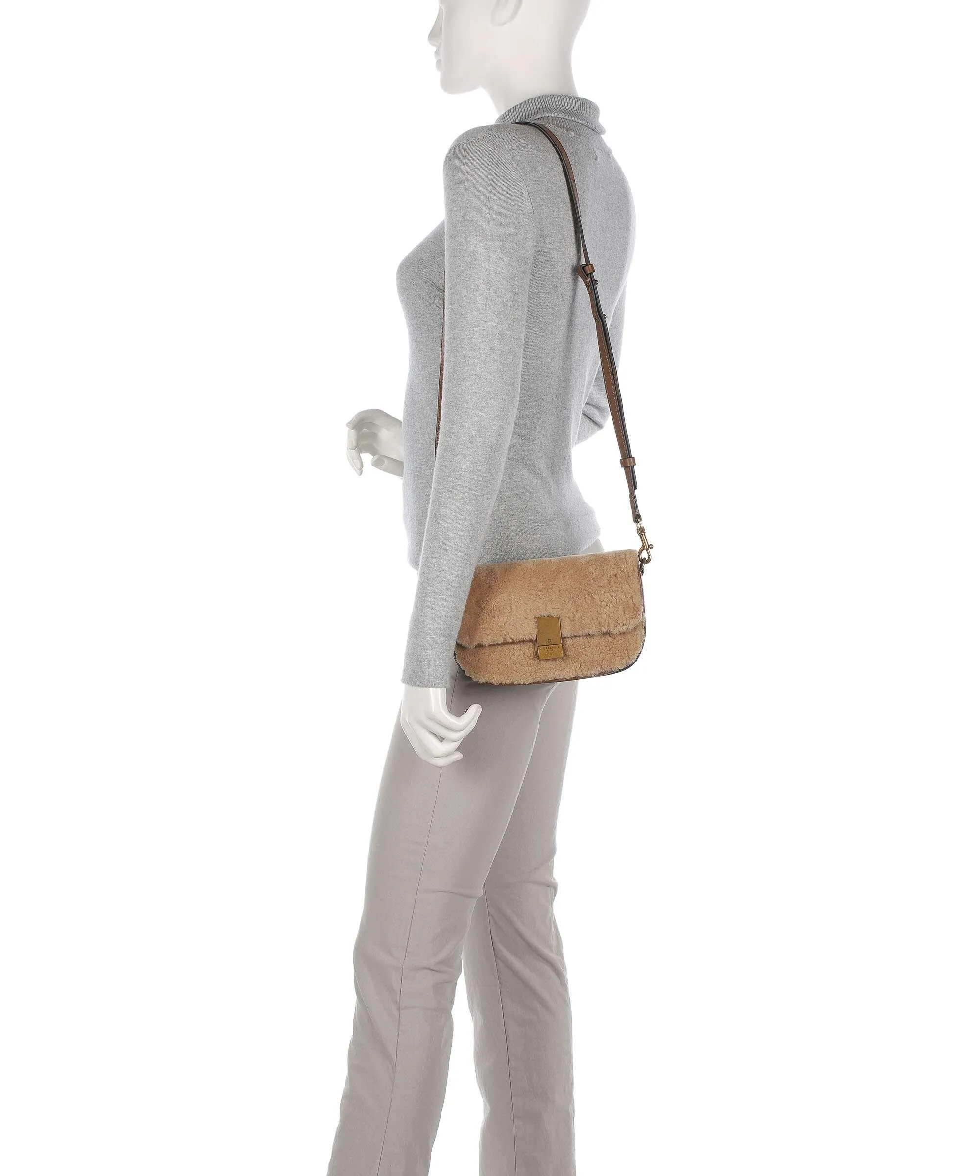  Liebeskind Viktoria Shearling S Borsa a tracolla pelle a grana fine, eco-pelliccia marrone  