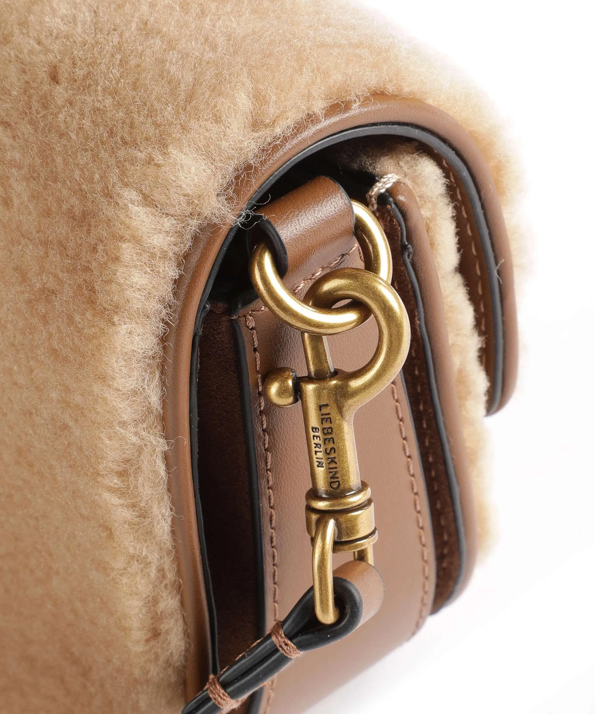  Liebeskind Viktoria Shearling S Borsa a tracolla pelle a grana fine, eco-pelliccia marrone  