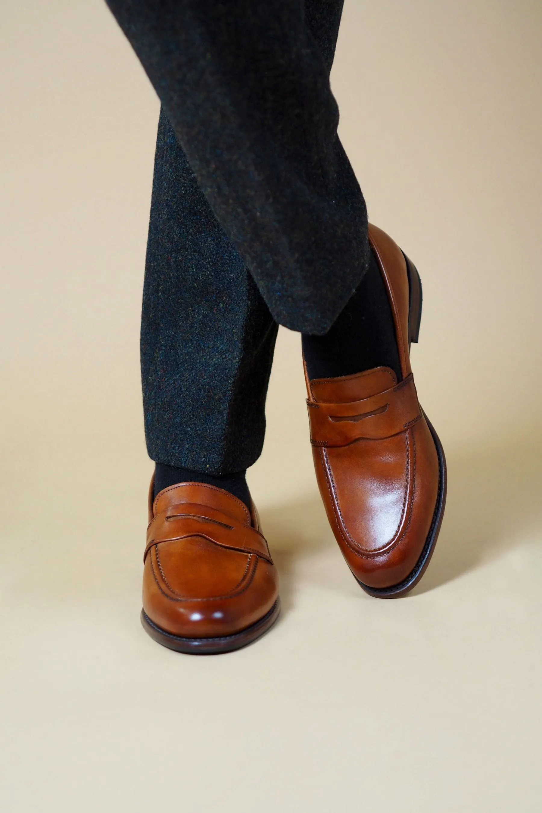 Loake Marrone - Wiggins - Mocassini saddle dipinti a mano