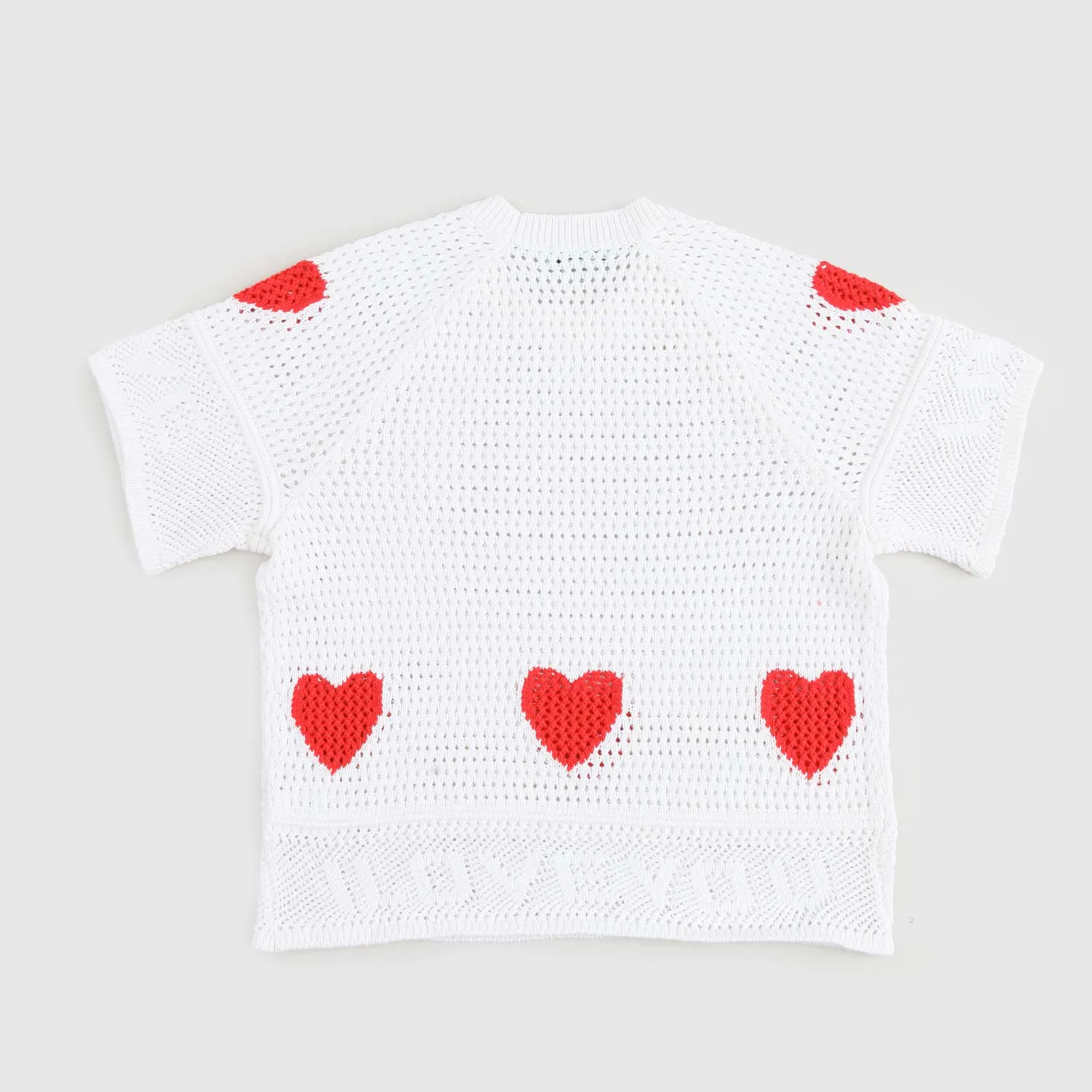 Maglia Bianca Cuori Rossi Ragazza