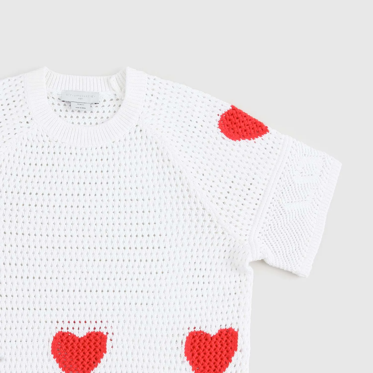 Maglia Bianca Cuori Rossi Ragazza