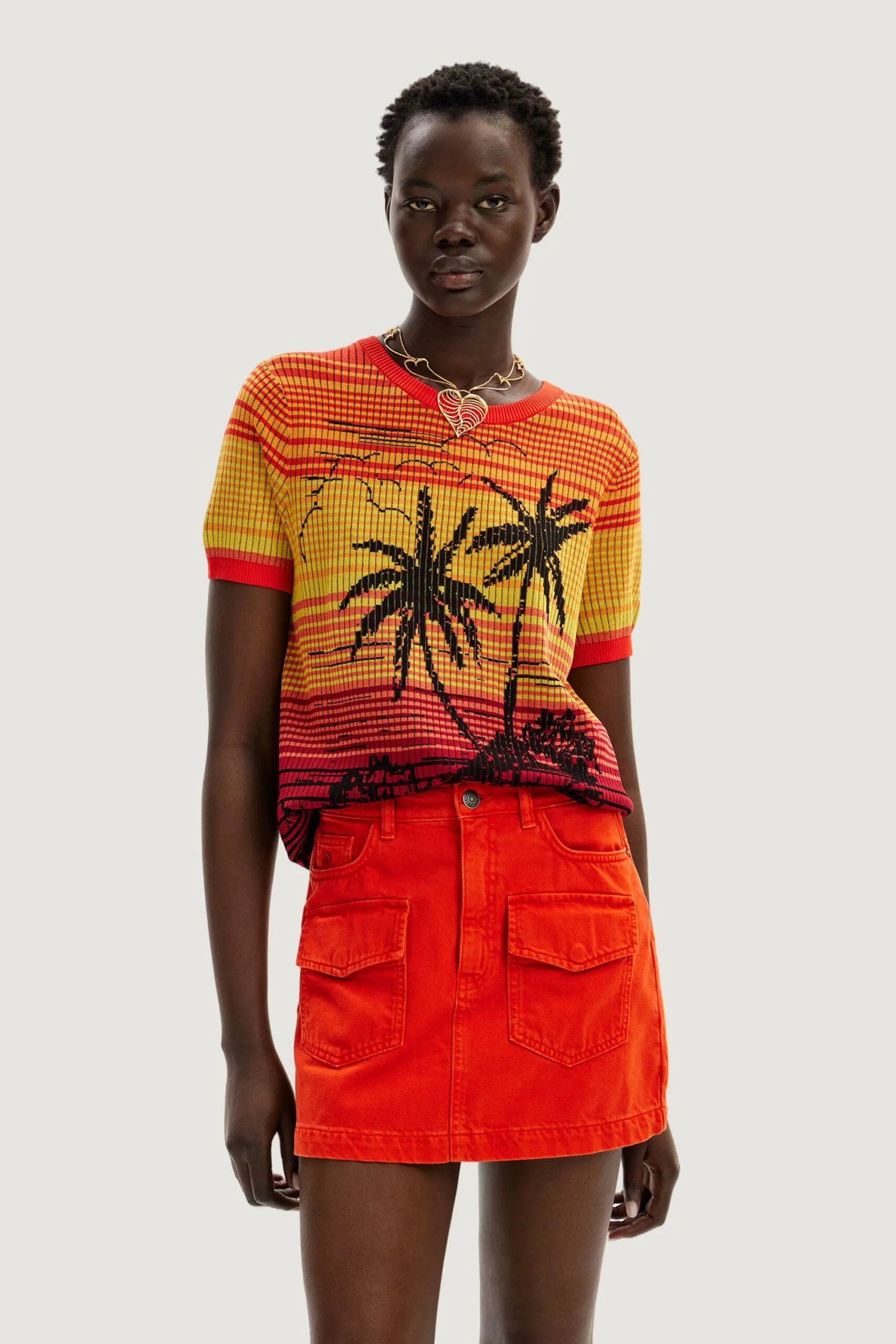 Maglia in filo manica corta Desigual DUBAI Arancione