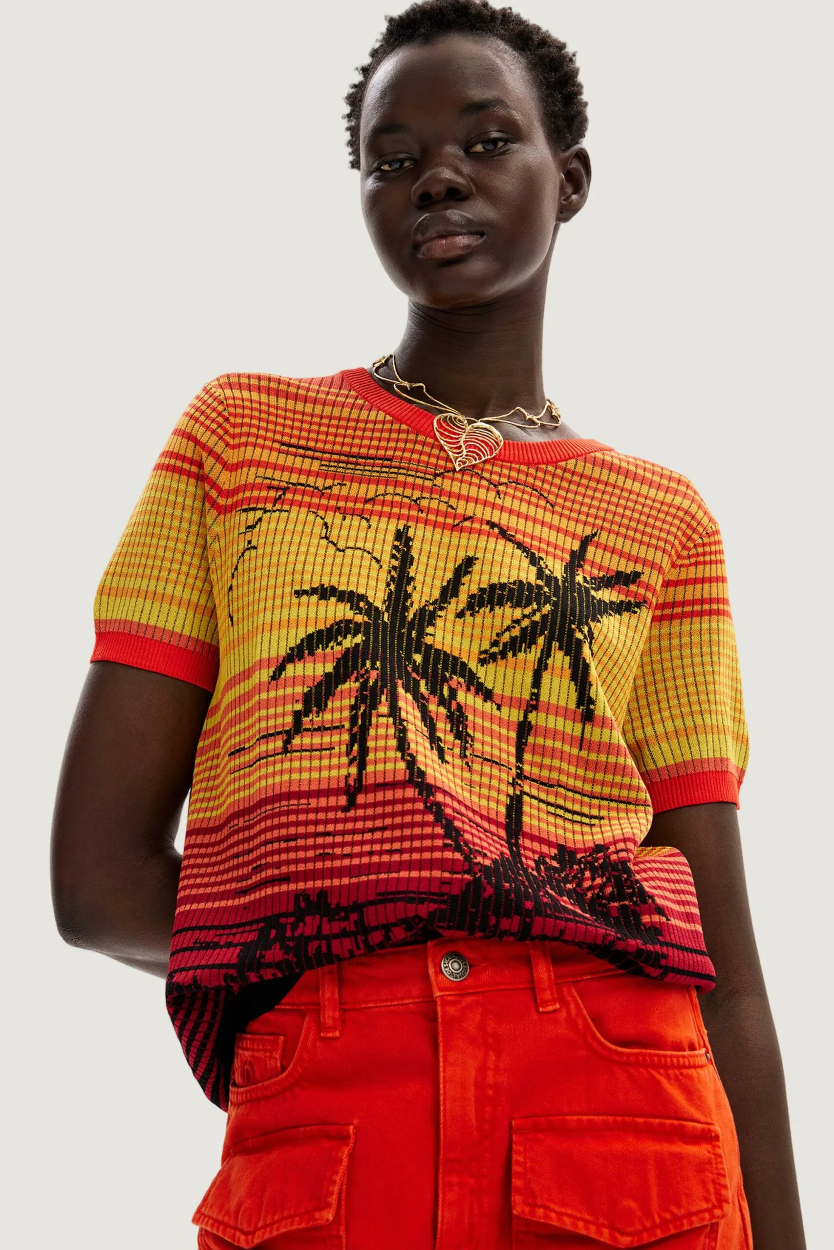 Maglia in filo manica corta Desigual DUBAI Arancione
