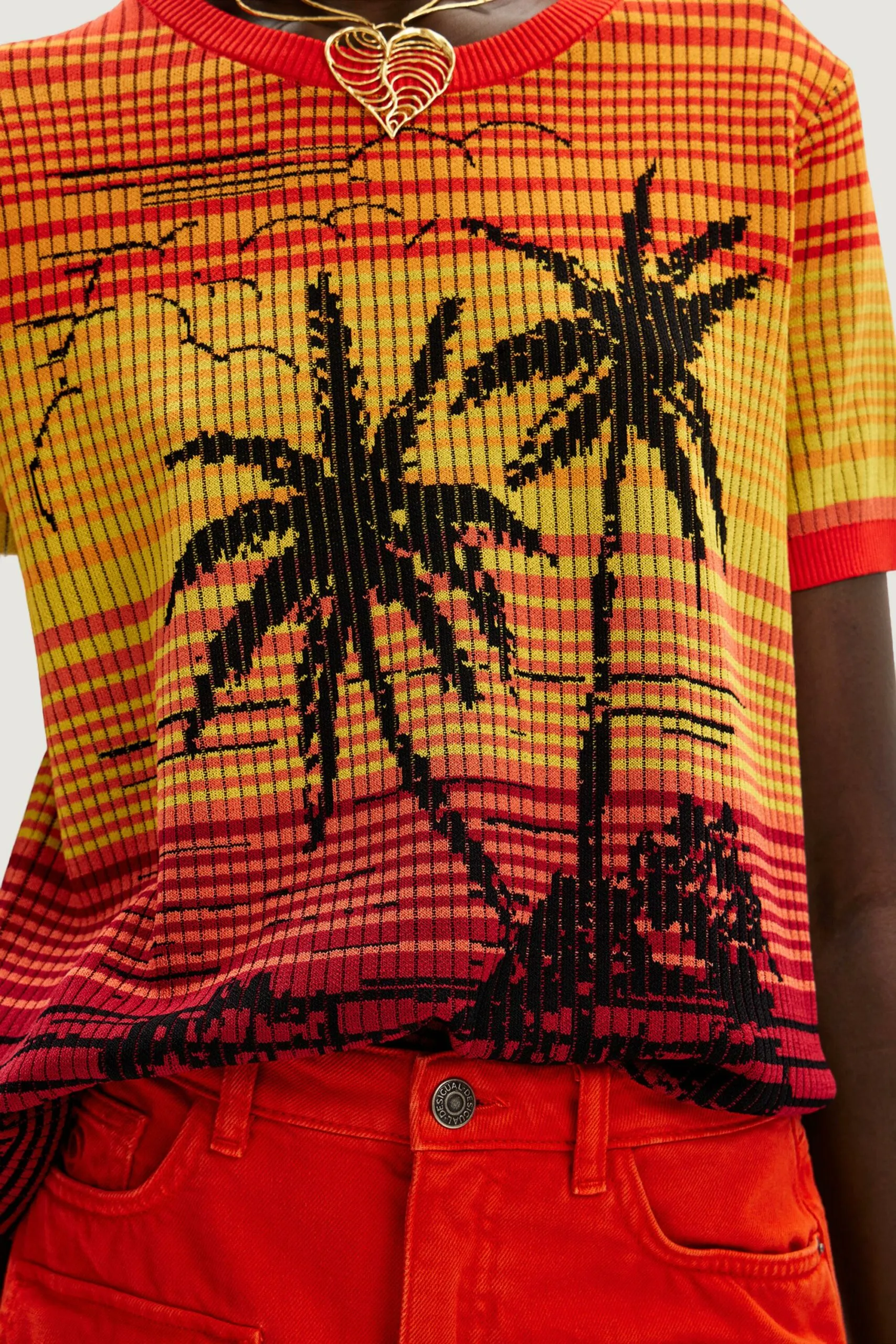 Maglia in filo manica corta Desigual DUBAI Arancione