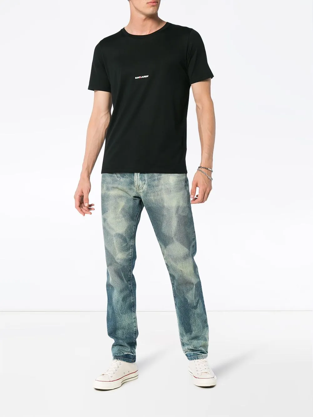 Maglietta di cotone di Saint Laurent Logo