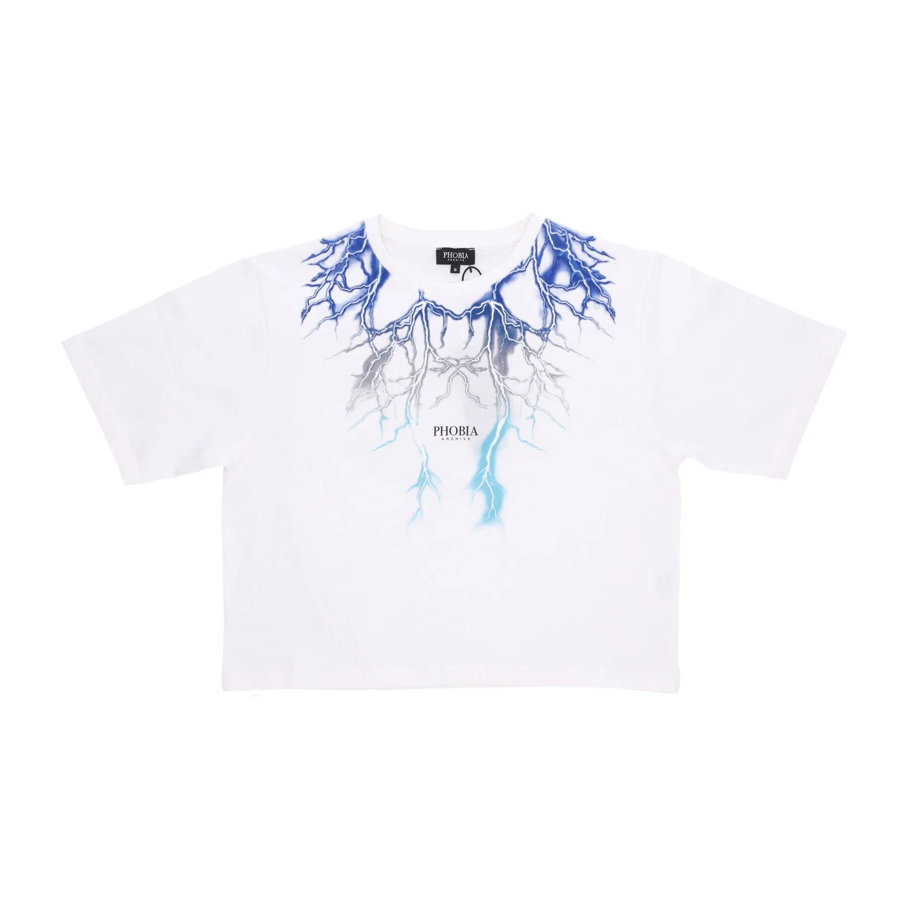 Maglietta Donna Lightning Crop Tee Off White/blue/grey/lightblue