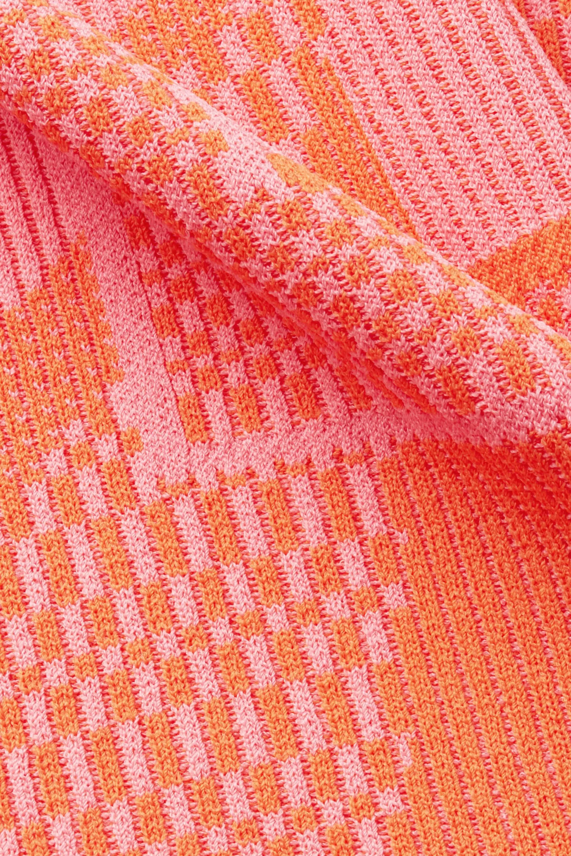 Maglione a maniche corte a coste jacquard