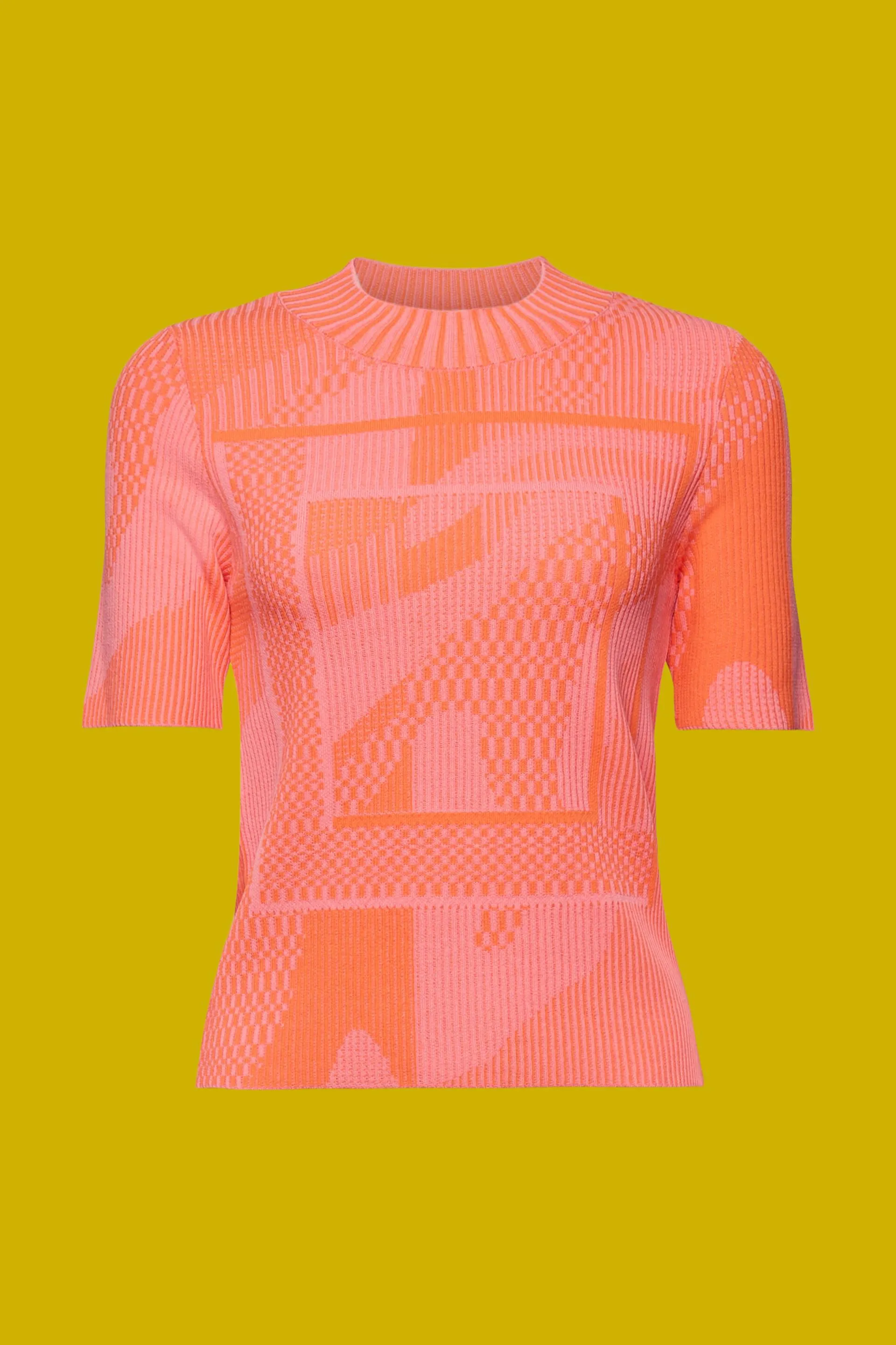 Maglione a maniche corte a coste jacquard
