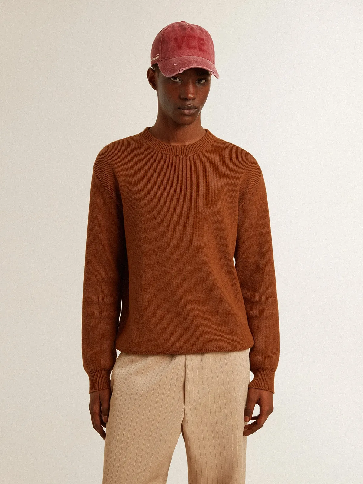 Maglione girocollo da uomo con logo sul retro