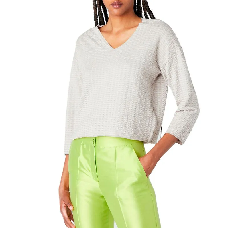 Maglione scollo V effetto 3D 