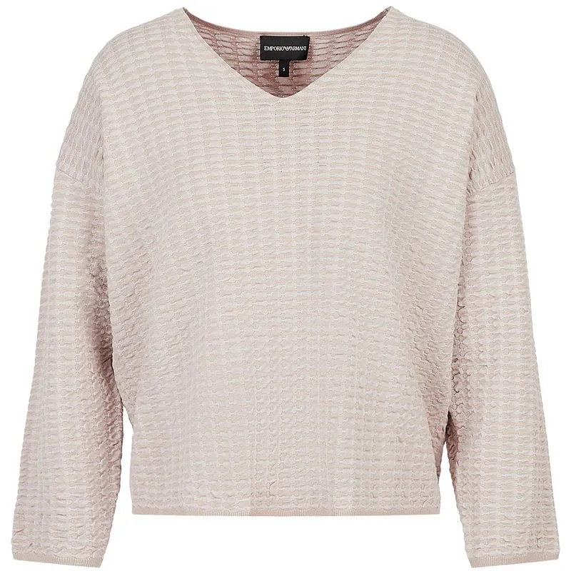 Maglione scollo V effetto 3D 