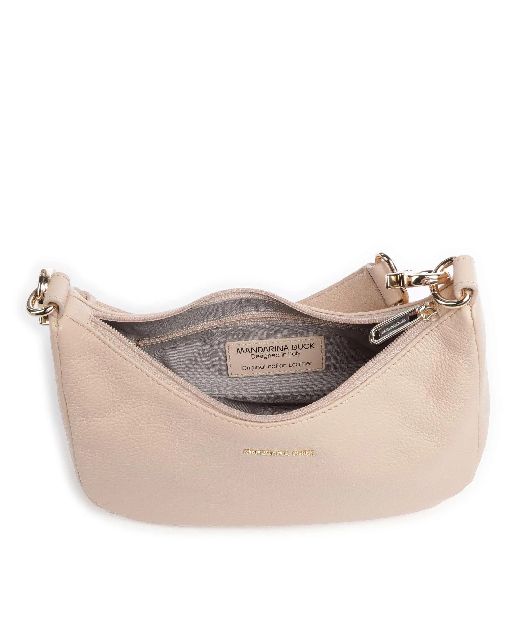  Mandarina Duck Mellow Leather Borsa a spalla pelle di vitello grana beige  