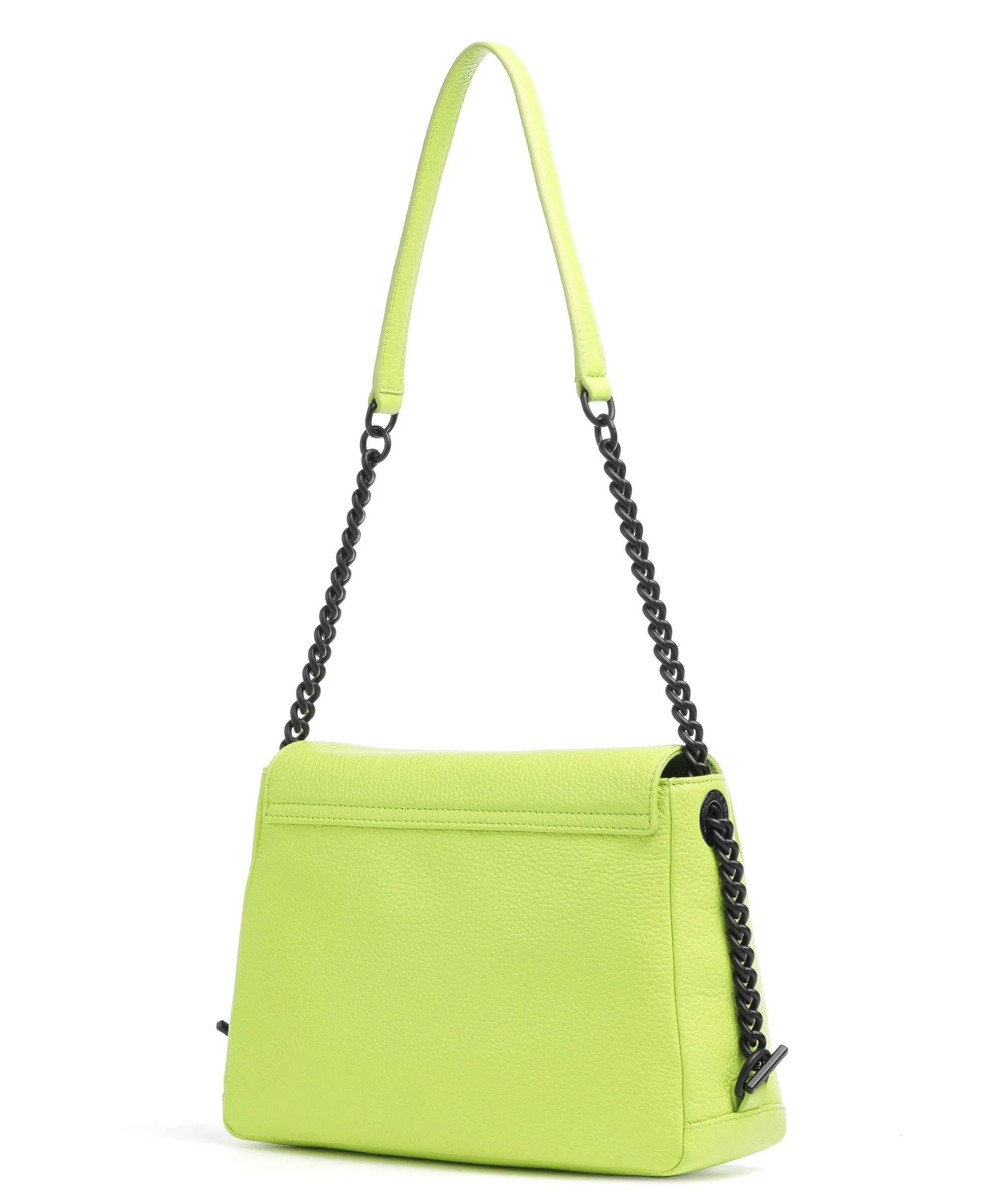  Mandarina Duck Mellow Neon Borsa a spalla pelle di vitello grana giallo verde  