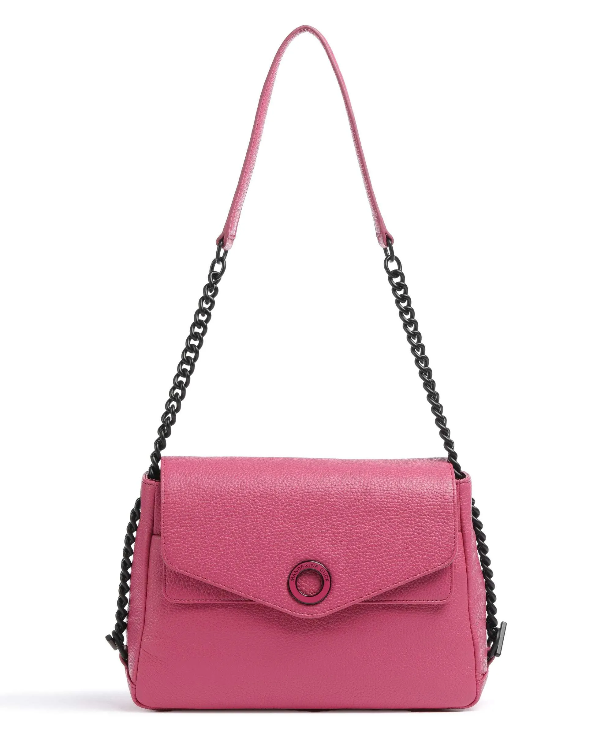  Mandarina Duck Mellow Neon Borsa a spalla pelle di vitello grana pink  