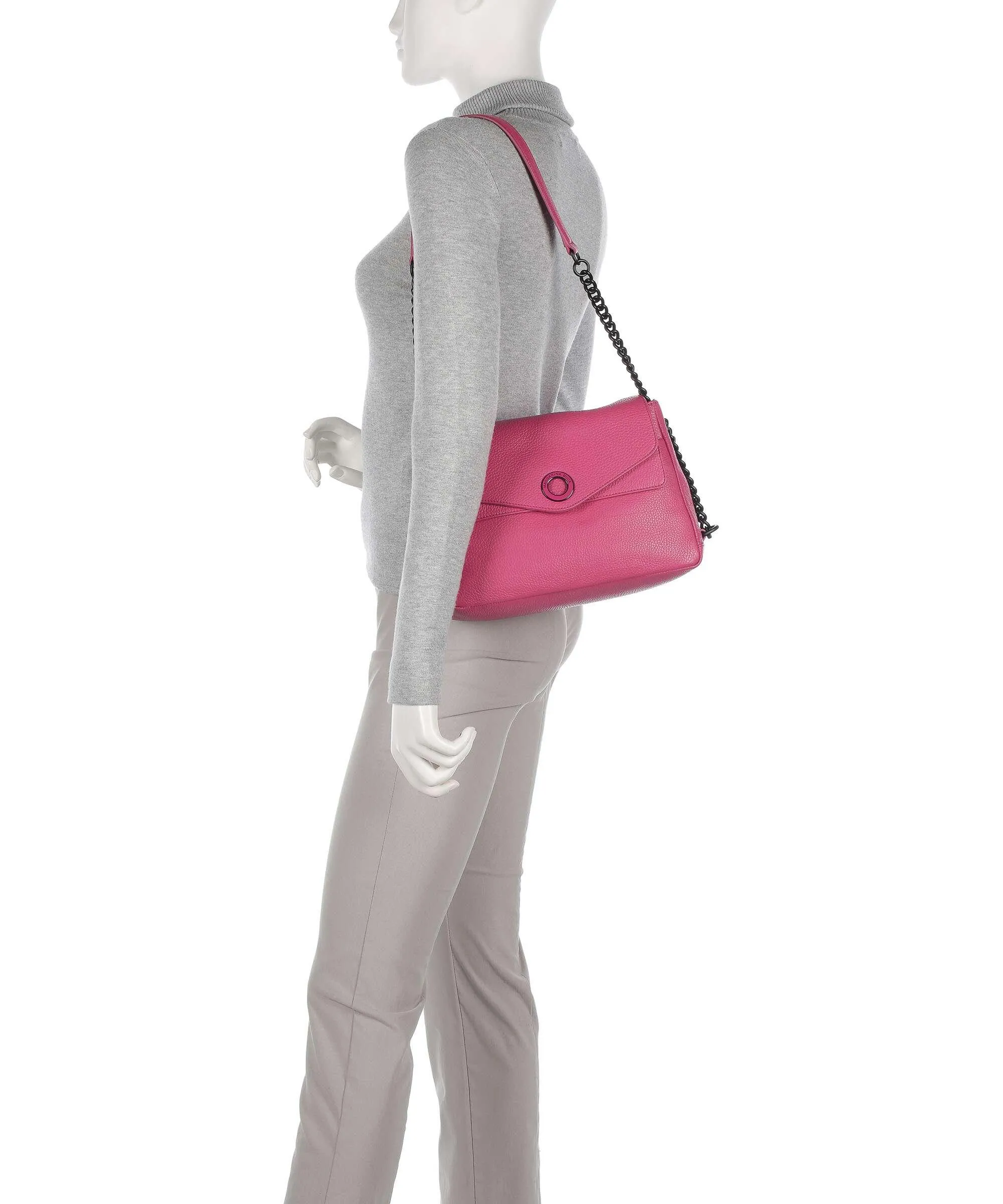  Mandarina Duck Mellow Neon Borsa a spalla pelle di vitello grana pink  