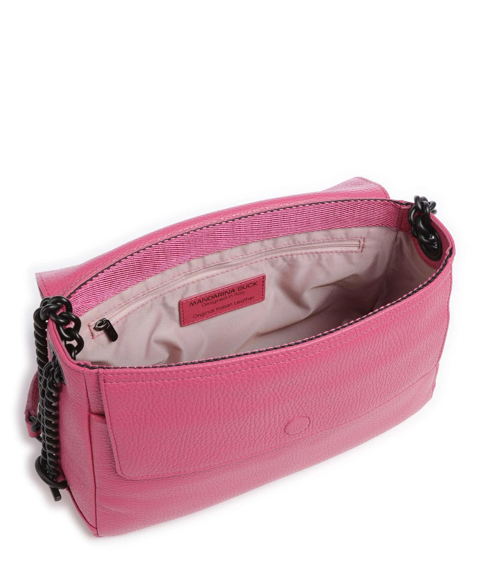  Mandarina Duck Mellow Neon Borsa a spalla pelle di vitello grana pink  